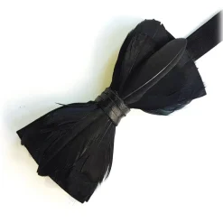 Genius Bowtie - Hawking - Black - Suede Leather Bow Tie with Feathers - Luxury High Quality Bow Tie - Avvenice