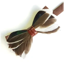 Genius Bowtie - Marco Polo - Black - Suede Leather Bow Tie with Feathers - Luxury High Quality Bow Tie - Avvenice