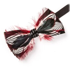 Genius Bowtie - Newton - Black - Suede Leather Bow Tie with Feathers - Luxury High Quality Bow Tie - Avvenice