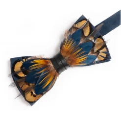 Genius Bowtie - Pasteur - Black - Suede Leather Bow Tie with Feathers - Luxury High Quality Bow Tie - Avvenice