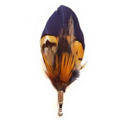 Genius Bowtie - Pasteur - Gold Blue - Real Feathers Pin - Luxury High Quality Pin - Avvenice
