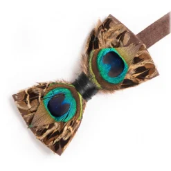 Genius Bowtie - Pythagoras - Black - Suede Leather Bow Tie with Feathers - Luxury High Quality Bow Tie - Avvenice