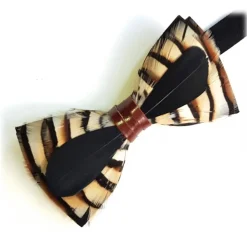 Genius Bowtie - Tchaikovsky - Black - Suede Leather Bow Tie with Feathers - Luxury High Quality Bow Tie - Avvenice