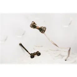 Genius Bowtie - Tchaikovsky - Beige - Suede Leather Bow Tie with Feathers - Luxury High Quality Bow Tie - Avvenice