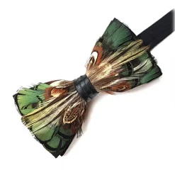 Genius Bowtie - Vivaldi - Black - Suede Leather Bow Tie with Feathers - Luxury High Quality Bow Tie - Avvenice