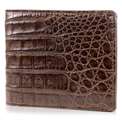 Gian Ferrente - Est. 1982 - Classic Bi-Fold Leather Wallet in Crocodile Belly - Brown - Luxury High Quality - Avvenice