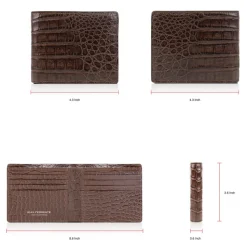 Gian Ferrente - Est. 1982 - Classic Bi-Fold Leather Wallet in Crocodile Belly - Brown - Luxury High Quality - Avvenice