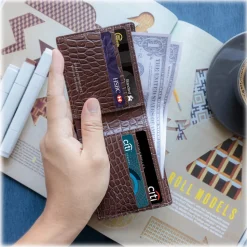 Gian Ferrente - Est. 1982 - Classic Bi-Fold Leather Wallet in Crocodile Belly - Brown - Luxury High Quality - Avvenice