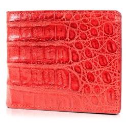 Gian Ferrente - Est. 1982 - Classic Bi-Fold Leather Wallet in Crocodile Belly - Red - Luxury High Quality - Avvenice