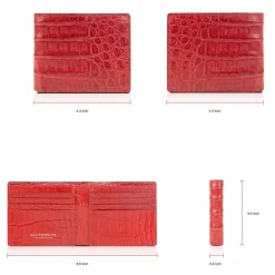 Gian Ferrente - Est. 1982 - Classic Bi-Fold Leather Wallet in Crocodile Belly - Red - Luxury High Quality - Avvenice