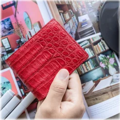 Gian Ferrente - Est. 1982 - Classic Bi-Fold Leather Wallet in Crocodile Belly - Red - Luxury High Quality - Avvenice