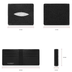 Gian Ferrente - Est. 1982 - Classic Bi-Fold Leather Wallet in Stingray - Black - Luxury High Quality - Avvenice