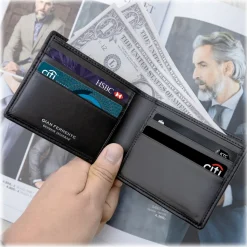 Gian Ferrente - Est. 1982 - Classic Bi-Fold Leather Wallet in Stingray - Black - Luxury High Quality - Avvenice