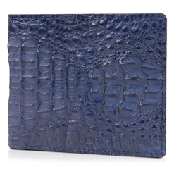 Gian Ferrente - Est. 1982 - Classic Bi-Fold Leather Wallet in Caiman Hornback - Blue Navy - Luxury High Quality - Avvenice