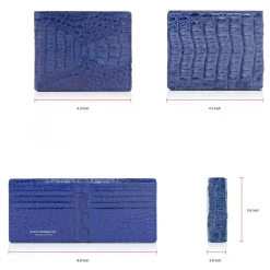 Gian Ferrente - Est. 1982 - Classic Bi-Fold Leather Wallet in Caiman Hornback - Blue Navy - Luxury High Quality - Avvenice