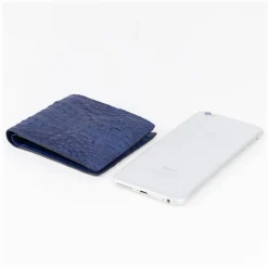 Gian Ferrente - Est. 1982 - Classic Bi-Fold Leather Wallet in Caiman Hornback - Blue Navy - Luxury High Quality - Avvenice