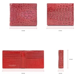Gian Ferrente - Est. 1982 - Classic Bi-Fold Leather Wallet in Caiman Hornback - Red - Luxury High Quality - Avvenice