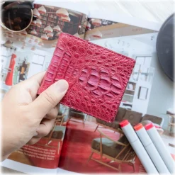 Gian Ferrente - Est. 1982 - Classic Bi-Fold Leather Wallet in Caiman Hornback - Red - Luxury High Quality - Avvenice