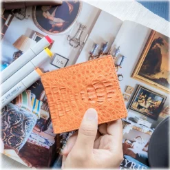 Gian Ferrente - Est. 1982 - Classic Bi-Fold Leather Wallet in Caiman Hornback - Yellow - Luxury High Quality - Avvenice