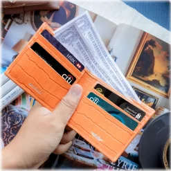 Gian Ferrente - Est. 1982 - Classic Bi-Fold Leather Wallet in Caiman Hornback - Yellow - Luxury High Quality - Avvenice