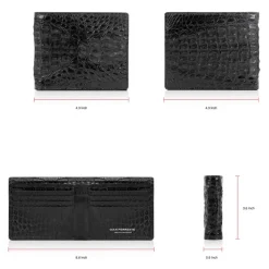 Gian Ferrente - Est. 1982 - Classic Bi-Fold Leather Wallet in Caiman Hornback - Black - Luxury High Quality - Avvenice