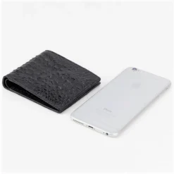 Gian Ferrente - Est. 1982 - Classic Bi-Fold Leather Wallet in Caiman Hornback - Black - Luxury High Quality - Avvenice