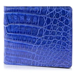 Gian Ferrente - Est. 1982 - Classic Bi-Fold Leather Wallet in Crocodile Belly - Blue Navy - Luxury High Quality - Avvenice