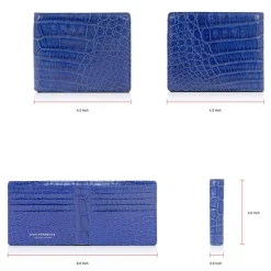 Gian Ferrente - Est. 1982 - Classic Bi-Fold Leather Wallet in Crocodile Belly - Blue Navy - Luxury High Quality - Avvenice