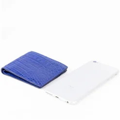 Gian Ferrente - Est. 1982 - Classic Bi-Fold Leather Wallet in Crocodile Belly - Blue Navy - Luxury High Quality - Avvenice