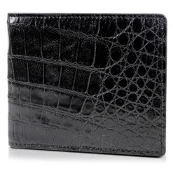 Gian Ferrente - Est. 1982 - Classic Bi-Fold Leather Wallet in Crocodile Belly - Black - Luxury High Quality - Avvenice