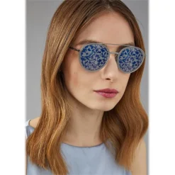 Giorgio Armani - Floral - Sunglasses with Floral Print Lenses - Blue - Sunglasses - Giorgio Armani Eyewear - Avvenice