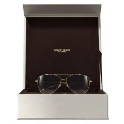 Giorgio Armani - Metal Pilot Frame Sunglasses with 18K Gold Plating - Brown - Sunglasses - Giorgio Armani Eyewear - Avvenice