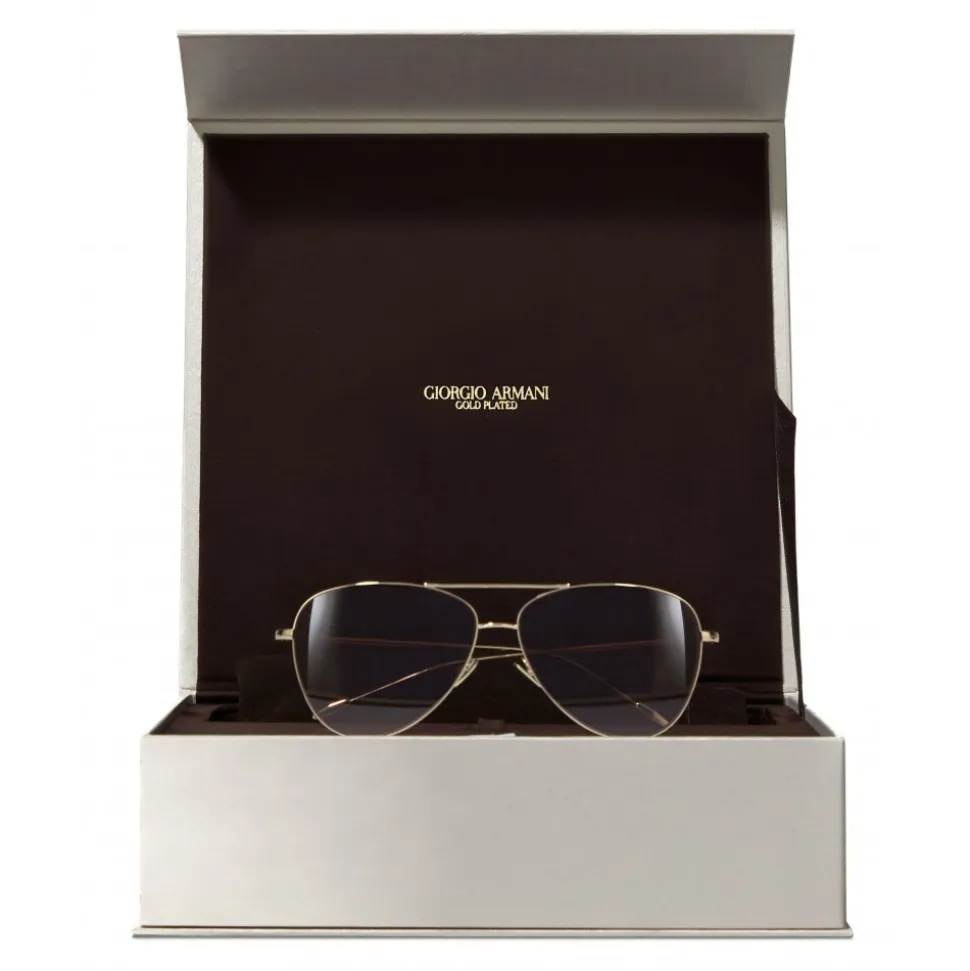 Giorgio Armani - Metal Pilot Frame Sunglasses with 18K Gold Plating - Brown - Sunglasses - Giorgio Armani Eyewear - Avvenice
