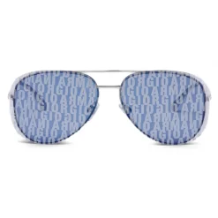 Giorgio Armani - Metal Round Oval Frame Sunglasses - Silver - Sunglasses - Giorgio Armani Eyewear - Avvenice