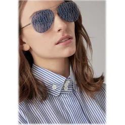 Giorgio Armani - Metal Round Oval Frame Sunglasses - Silver - Sunglasses - Giorgio Armani Eyewear - Avvenice
