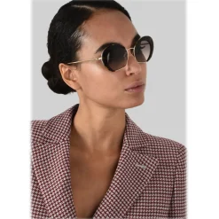Giorgio Armani - Retrò - Metal Sunglasses with Animalier Lenses - Brown - Sunglasses - Giorgio Armani Eyewear - Avvenice