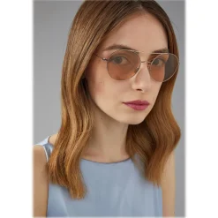 Giorgio Armani - Round Frame - Metal Round Frame Sunglasses - Brown - Sunglasses - Giorgio Armani Eyewear - Avvenice