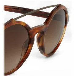 Giorgio Armani - Round Frame Sunglasses with Metal Details - Dark Grey - Giorgio Armani Eyewear - Avvenice