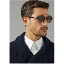 Giorgio Armani - Round Frame Sunglasses with Metal Details - Dark Grey - Giorgio Armani Eyewear - Avvenice