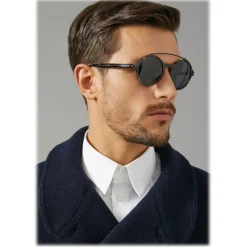 Giorgio Armani - Round Frame Sunglasses with Metal Details - Grey - Giorgio Armani Eyewear - Avvenice