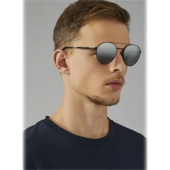 Giorgio Armani - Round Frame - Metal Round Frame Sunglasses - Dark Grey - Sunglasses - Giorgio Armani Eyewear - Avvenice