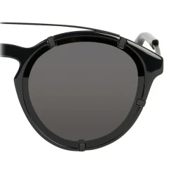 Givenchy - Black Acetate Round Sunglasses with Black Matt Frame Finish and Grey Lenses - Sunglasses - Givenchy Eyewear - Avvenice