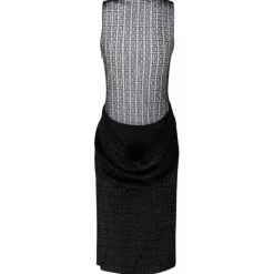 Givenchy - Black 4G Jacquard with Tulle and Drape Dress - Givenchy Exclusive Luxury Collection - Avvenice