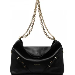 Givenchy - Black Medium Voyou Shoulder Bag - Givenchy Exclusive Luxury Collection - Avvenice