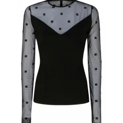 Givenchy - Black Milano Stitch Top with 4G Tulle - Givenchy Exclusive Luxury Collection - Avvenice