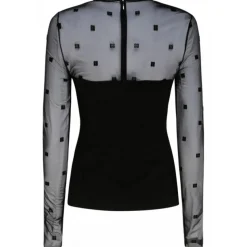 Givenchy - Black Milano Stitch Top with 4G Tulle - Givenchy Exclusive Luxury Collection - Avvenice