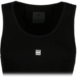 Givenchy - Black Ribbed Cotton Blend Tank Top - Givenchy Exclusive Luxury Collection - Avvenice