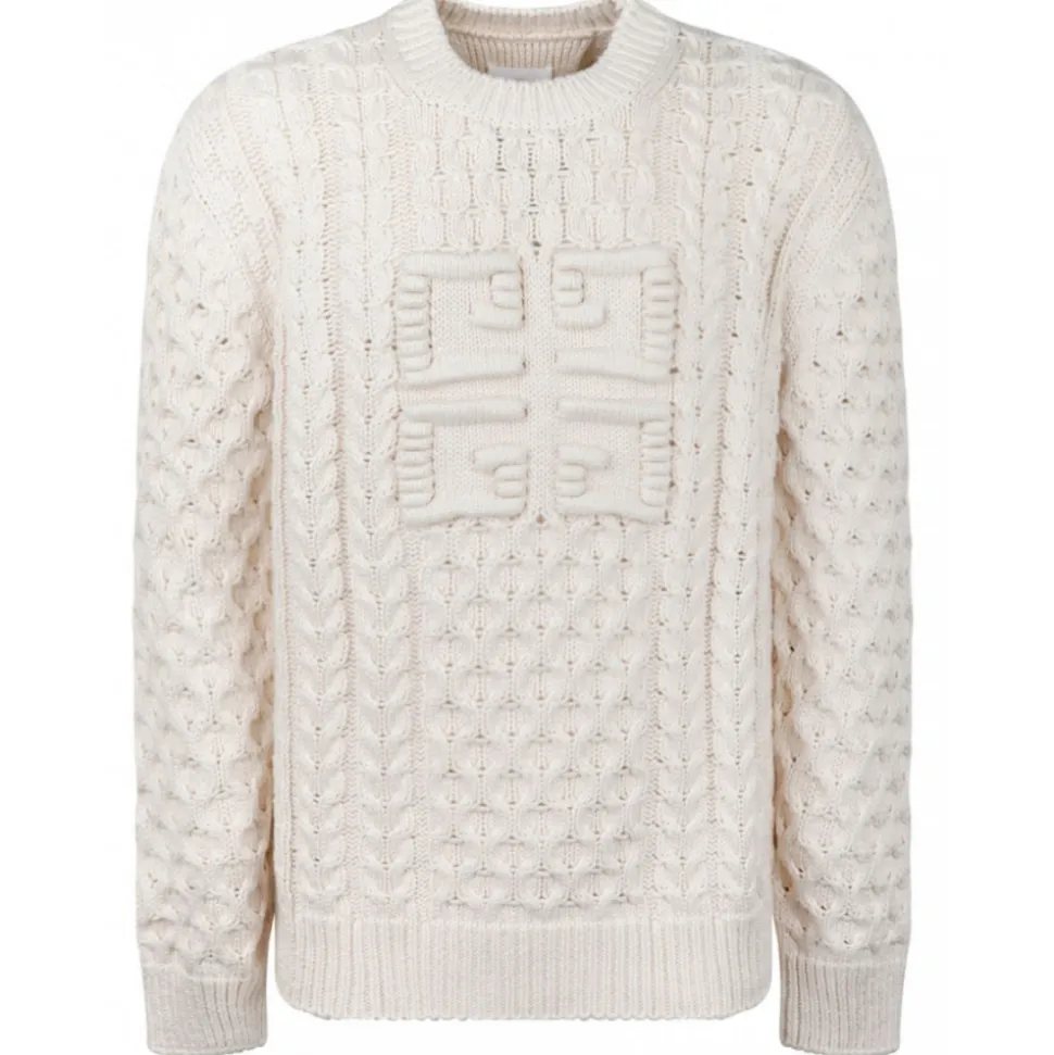 Givenchy - Givenchy Cream 4G Woven Knit Sweater - Givenchy Exclusive Luxury Collection - Avvenice