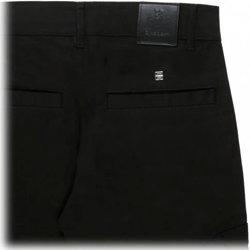 Givenchy - Kids Black Cotton Logo Plaque Gabardine Trousers - Givenchy Exclusive Luxury Collection - Avvenice