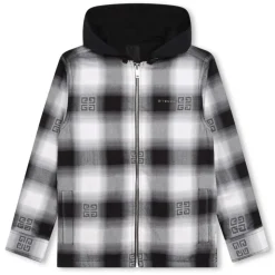 Givenchy - Kids Hooded Overshirt in Black and White - Givenchy Exclusive Luxury Collection - Avvenice